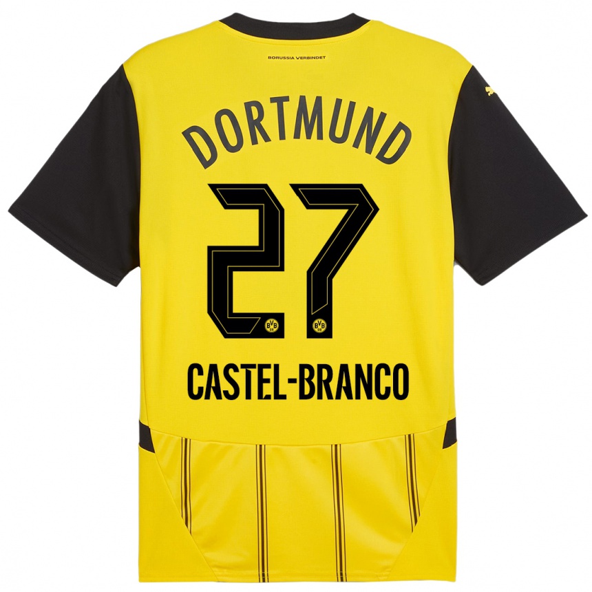 Hombre Fútbol Camiseta Diego Castel-Branco #27 Amarillo Negro 1ª Equipación 2024/25 Perú