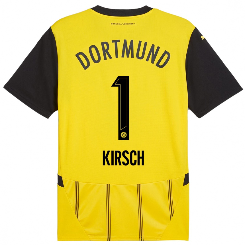 Hombre Fútbol Camiseta Marian Kirsch #1 Amarillo Negro 1ª Equipación 2024/25 Perú