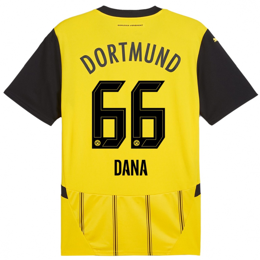 Hombre Fútbol Camiseta Bleckmann Dana #66 Amarillo Negro 1ª Equipación 2024/25 Perú