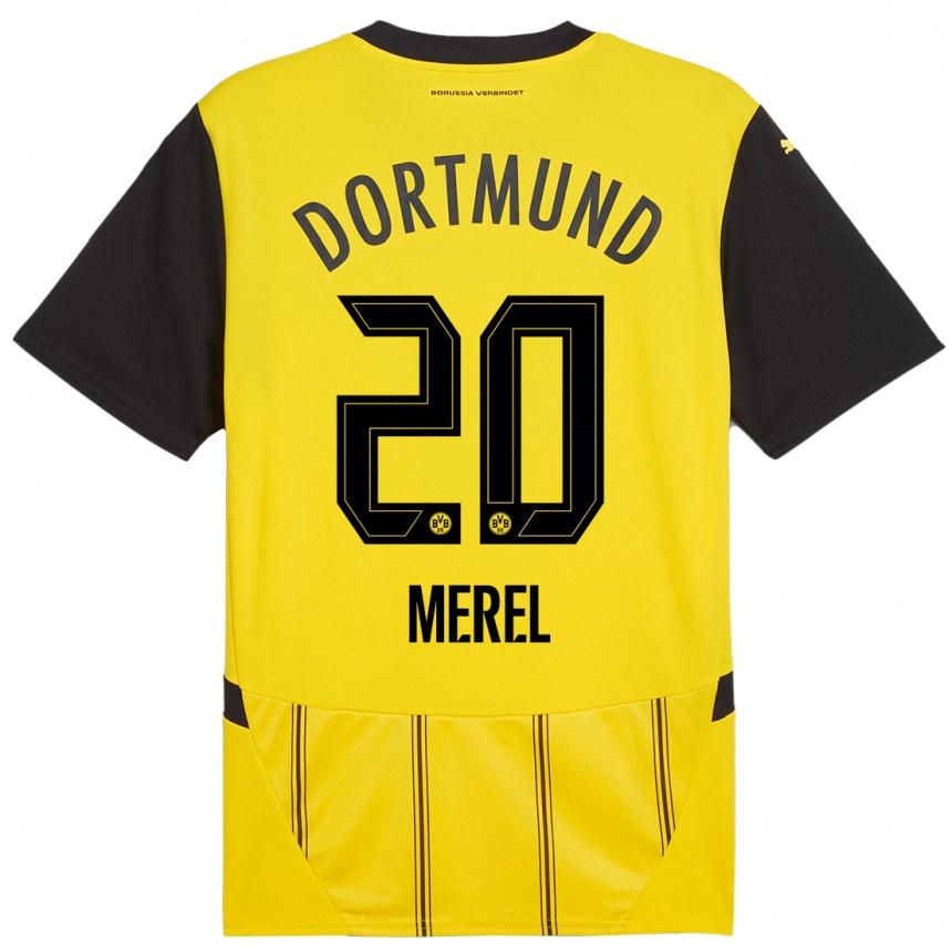 Hombre Fútbol Camiseta Freriks Merel #20 Amarillo Negro 1ª Equipación 2024/25 Perú