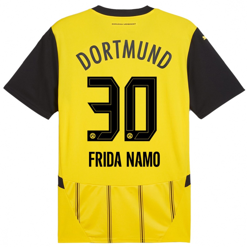 Hombre Fútbol Camiseta Ronning Frida Namo #30 Amarillo Negro 1ª Equipación 2024/25 Perú