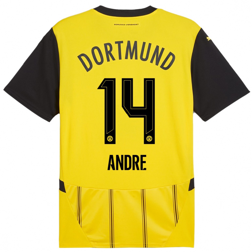 Hombre Fútbol Camiseta Fuhr Andre #14 Amarillo Negro 1ª Equipación 2024/25 Perú