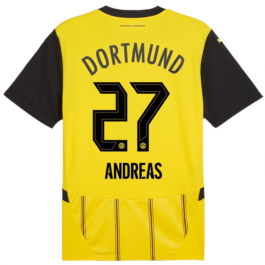 Hombre Fútbol Camiseta Kuno Andreas #27 Amarillo Negro 1ª Equipación 2024/25 Perú