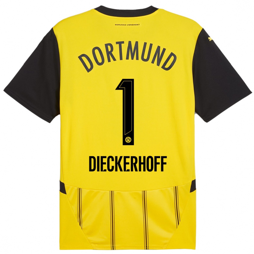 Hombre Fútbol Camiseta Max Dieckerhoff #1 Amarillo Negro 1ª Equipación 2024/25 Perú