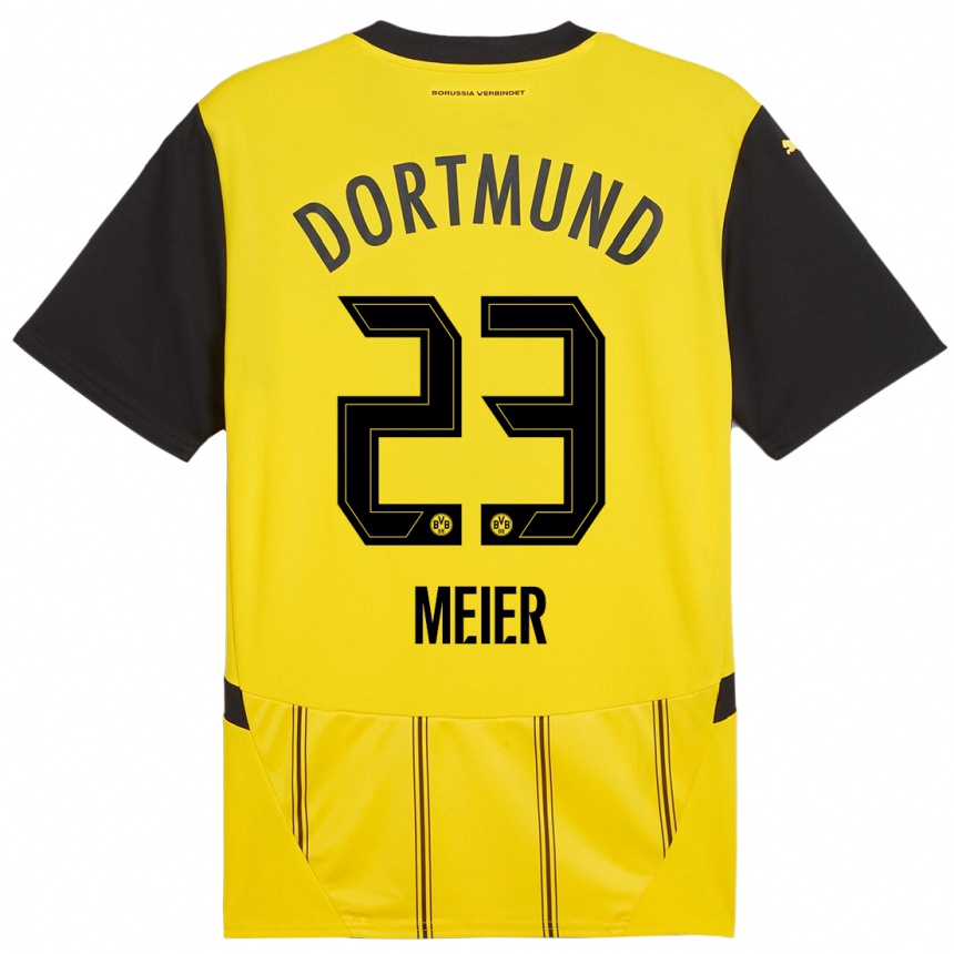 Hombre Fútbol Camiseta Maximilian Meier #23 Amarillo Negro 1ª Equipación 2024/25 Perú