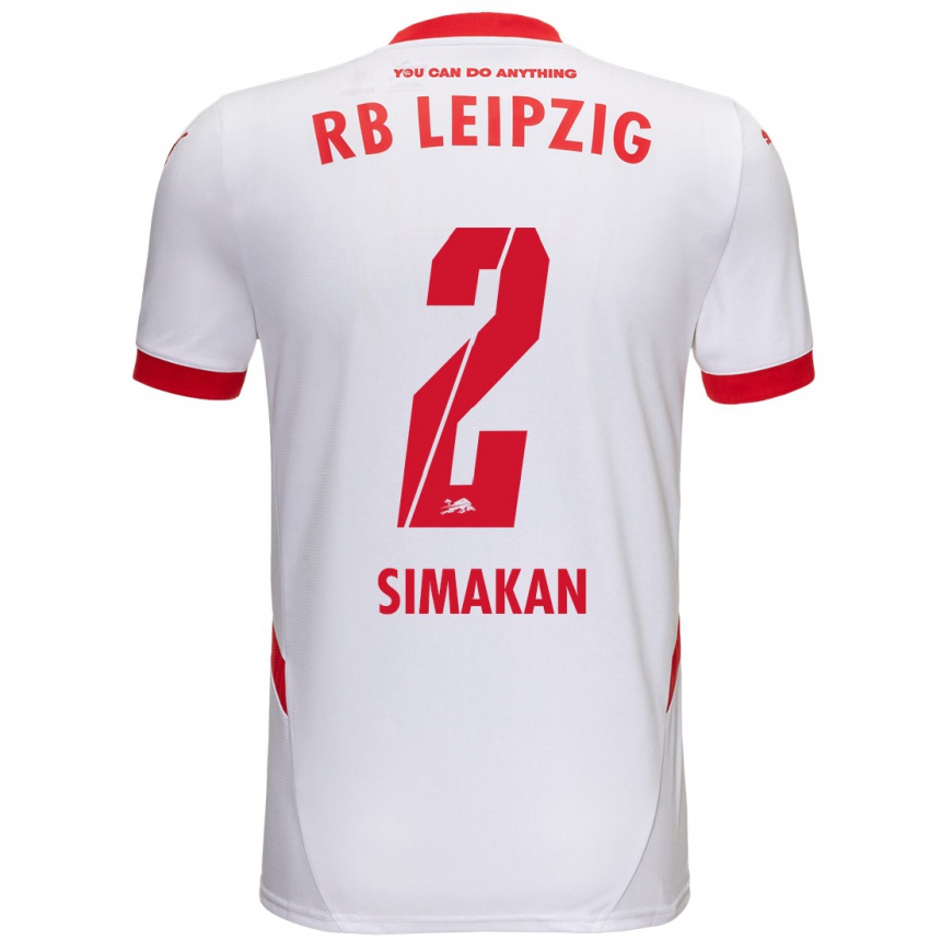 Hombre Fútbol Camiseta Mohamed Simakan #2 Blanco Rojo 1ª Equipación 2024/25 Perú