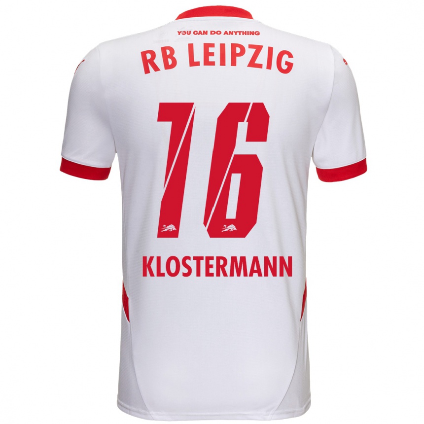 Hombre Fútbol Camiseta Lukas Klostermann #16 Blanco Rojo 1ª Equipación 2024/25 Perú