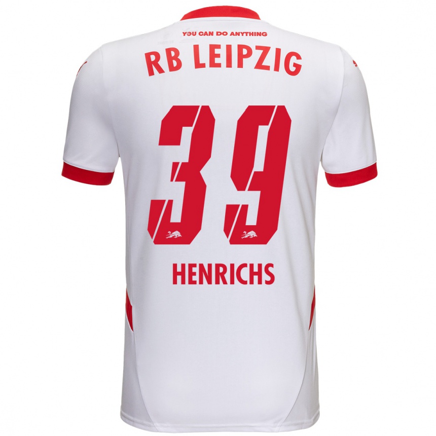 Hombre Fútbol Camiseta Benjamin Henrichs #39 Blanco Rojo 1ª Equipación 2024/25 Perú