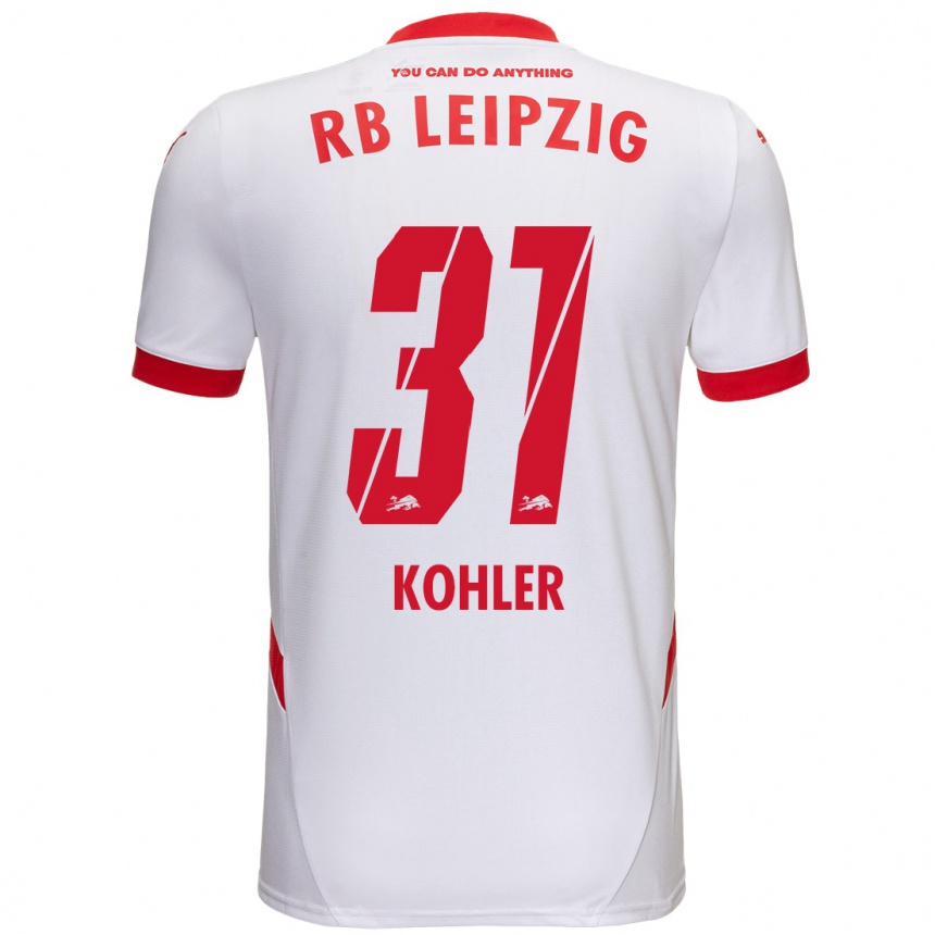 Hombre Fútbol Camiseta Tim Köhler #31 Blanco Rojo 1ª Equipación 2024/25 Perú