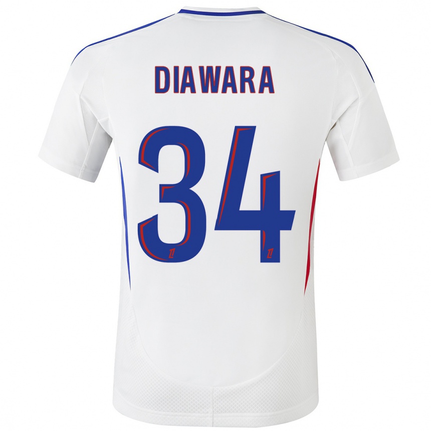 Hombre Fútbol Camiseta Mahamadou Diawara #34 Blanco Azul 1ª Equipación 2024/25 Perú