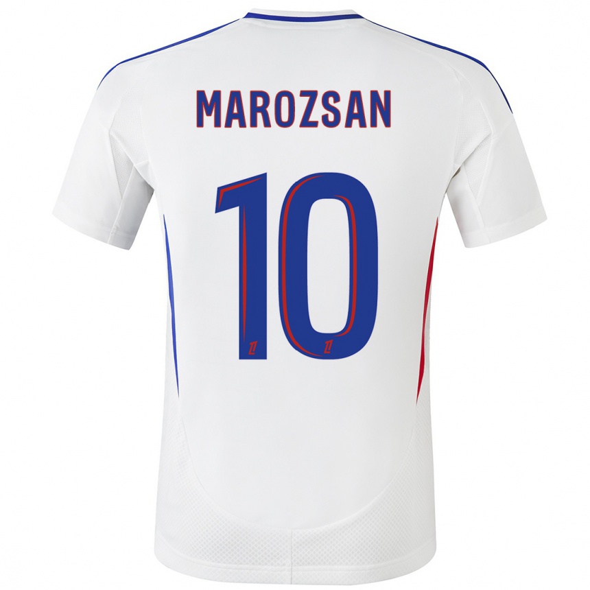 Hombre Fútbol Camiseta Dzsenifer Marozsan #10 Blanco Azul 1ª Equipación 2024/25 Perú