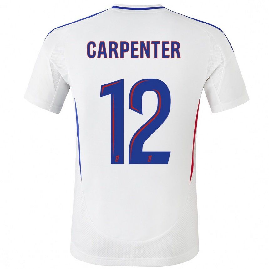 Hombre Fútbol Camiseta Ellie Carpenter #12 Blanco Azul 1ª Equipación 2024/25 Perú