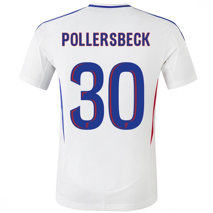 Hombre Fútbol Camiseta Julian Pollersbeck #30 Blanco Azul 1ª Equipación 2024/25 Perú