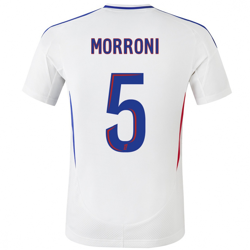 Hombre Fútbol Camiseta Perle Morroni #5 Blanco Azul 1ª Equipación 2024/25 Perú