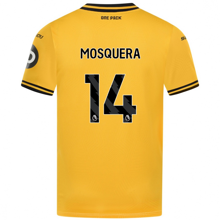 Hombre Fútbol Camiseta Yerson Mosquera #14 Amarillo 1ª Equipación 2024/25 Perú