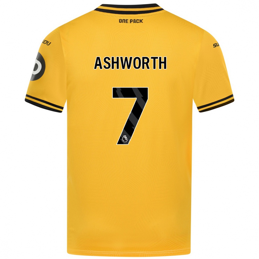 Hombre Fútbol Camiseta Fin Ashworth #7 Amarillo 1ª Equipación 2024/25 Perú