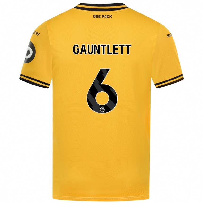 Hombre Fútbol Camiseta Maz Gauntlett #6 Amarillo 1ª Equipación 2024/25 Perú