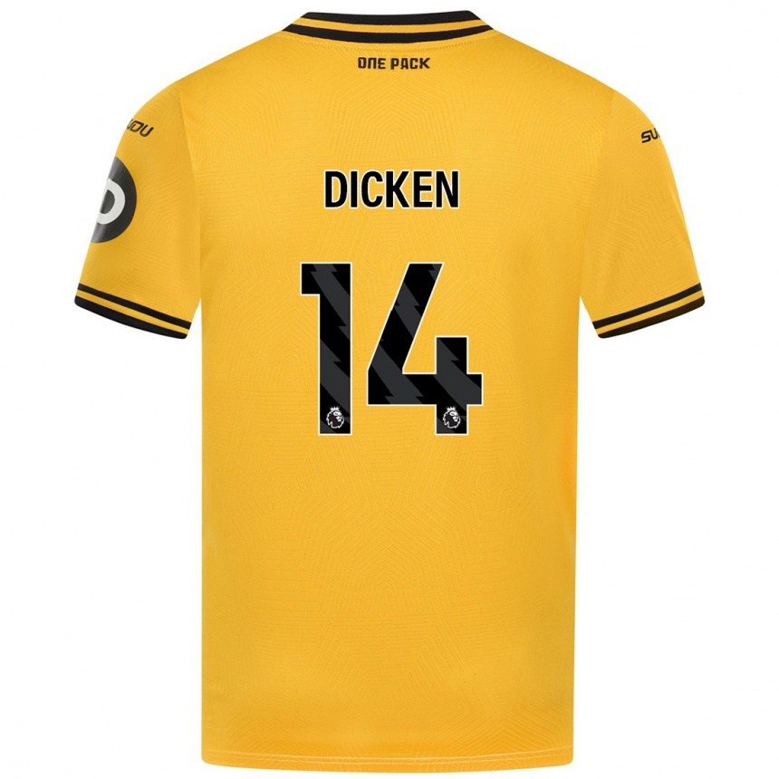 Hombre Fútbol Camiseta Amy Dicken #14 Amarillo 1ª Equipación 2024/25 Perú