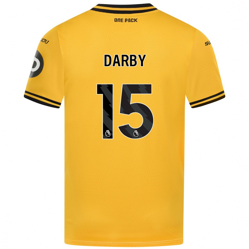 Hombre Fútbol Camiseta Kelly Darby #15 Amarillo 1ª Equipación 2024/25 Perú