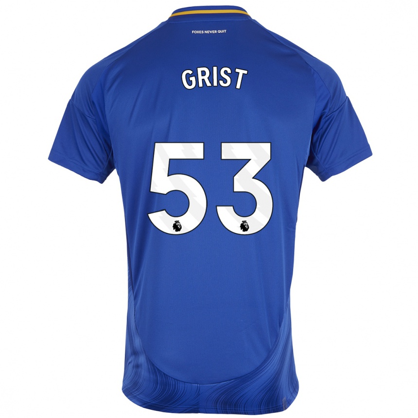 Hombre Fútbol Camiseta Ben Grist #53 Azul Blanco 1ª Equipación 2024/25 Perú