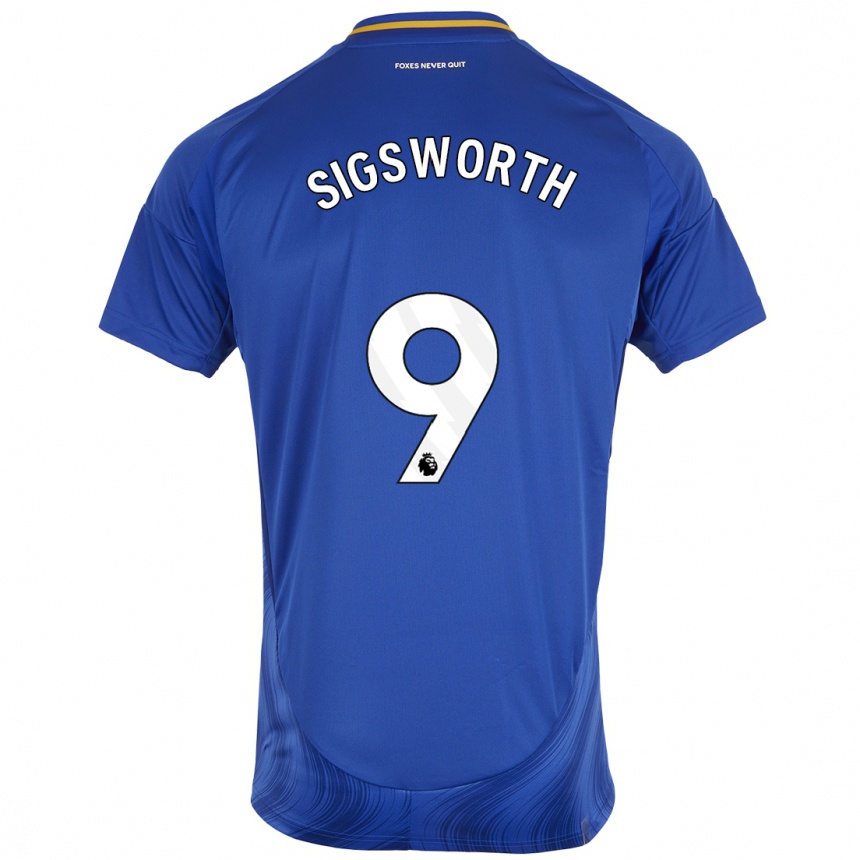 Hombre Fútbol Camiseta Jessica Sigsworth #9 Azul Blanco 1ª Equipación 2024/25 Perú