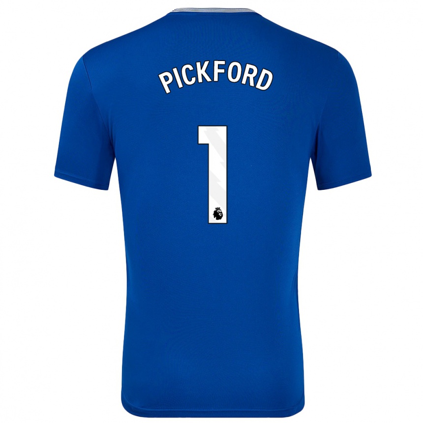 Hombre Fútbol Camiseta Pickford #1 Azul Con 1ª Equipación 2024/25 Perú