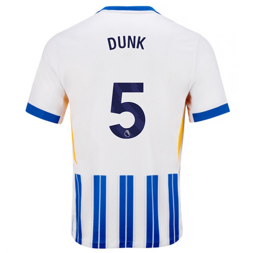 Hombre Fútbol Camiseta Lewis Dunk #5 Blanco Azul Rayas 1ª Equipación 2024/25 Perú