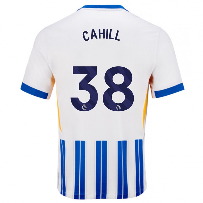 Hombre Fútbol Camiseta Killian Cahill #38 Blanco Azul Rayas 1ª Equipación 2024/25 Perú