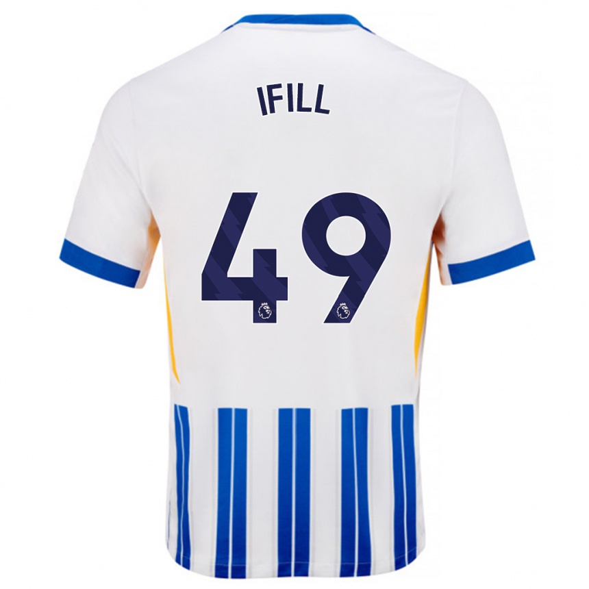 Hombre Fútbol Camiseta Marcus Ifill #49 Blanco Azul Rayas 1ª Equipación 2024/25 Perú