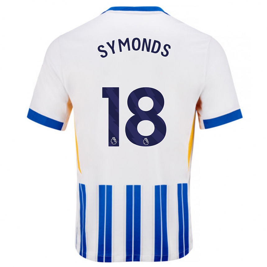 Hombre Fútbol Camiseta Maisie Symonds #18 Blanco Azul Rayas 1ª Equipación 2024/25 Perú