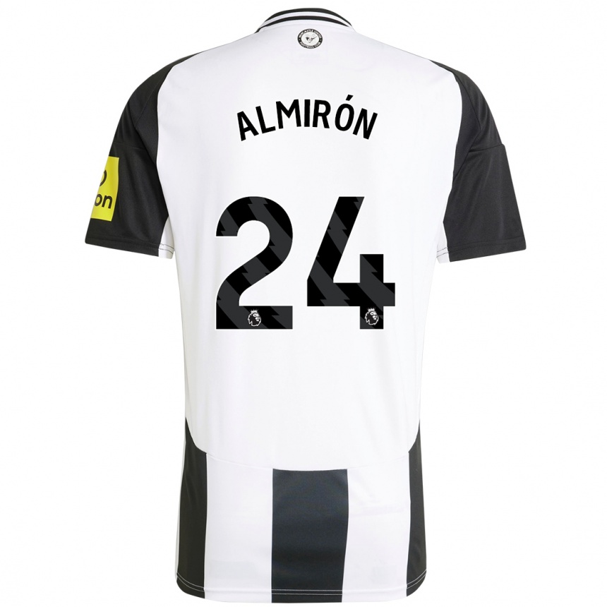 Hombre Fútbol Camiseta Miguel Almirón #24 Blanco Negro 1ª Equipación 2024/25 Perú