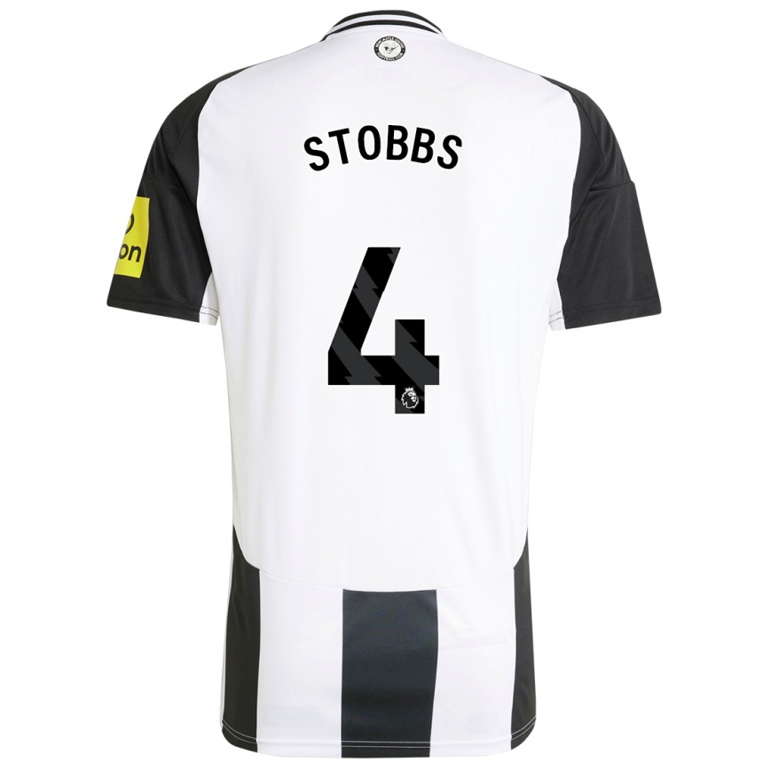 Hombre Fútbol Camiseta Amber-Keegan Stobbs #4 Blanco Negro 1ª Equipación 2024/25 Perú