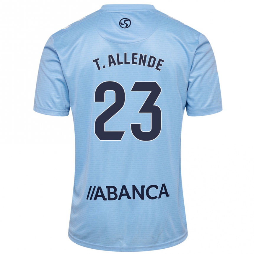 Hombre Fútbol Camiseta Tadeo Allende #23 Azul Cielo 1ª Equipación 2024/25 Perú