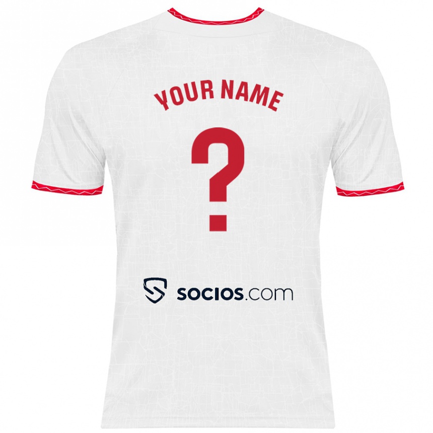 Hombre Fútbol Camiseta Su Nombre #0 Blanco Rojo 1ª Equipación 2024/25 Perú