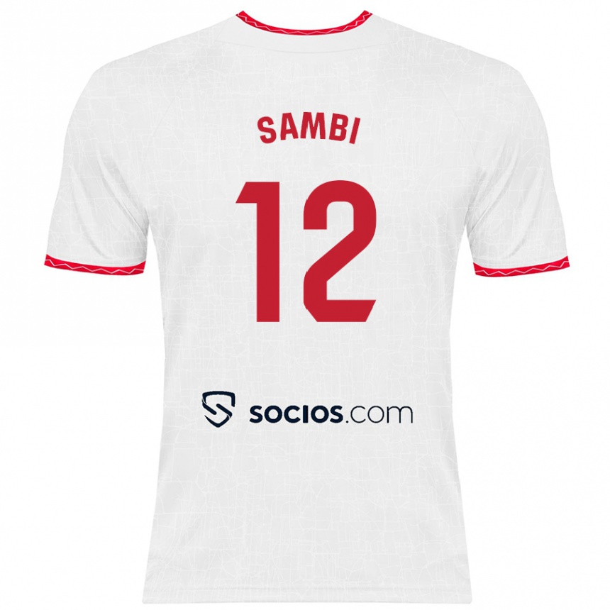 Hombre Fútbol Camiseta Albert Sambi Lokonga #12 Blanco Rojo 1ª Equipación 2024/25 Perú