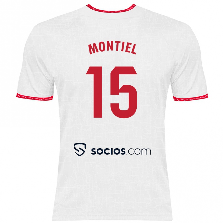 Hombre Fútbol Camiseta Gonzalo Montiel #15 Blanco Rojo 1ª Equipación 2024/25 Perú