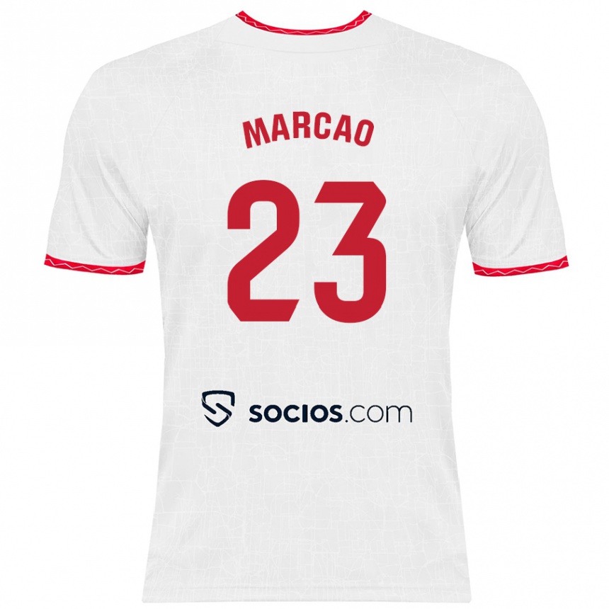 Hombre Fútbol Camiseta Marcão #23 Blanco Rojo 1ª Equipación 2024/25 Perú