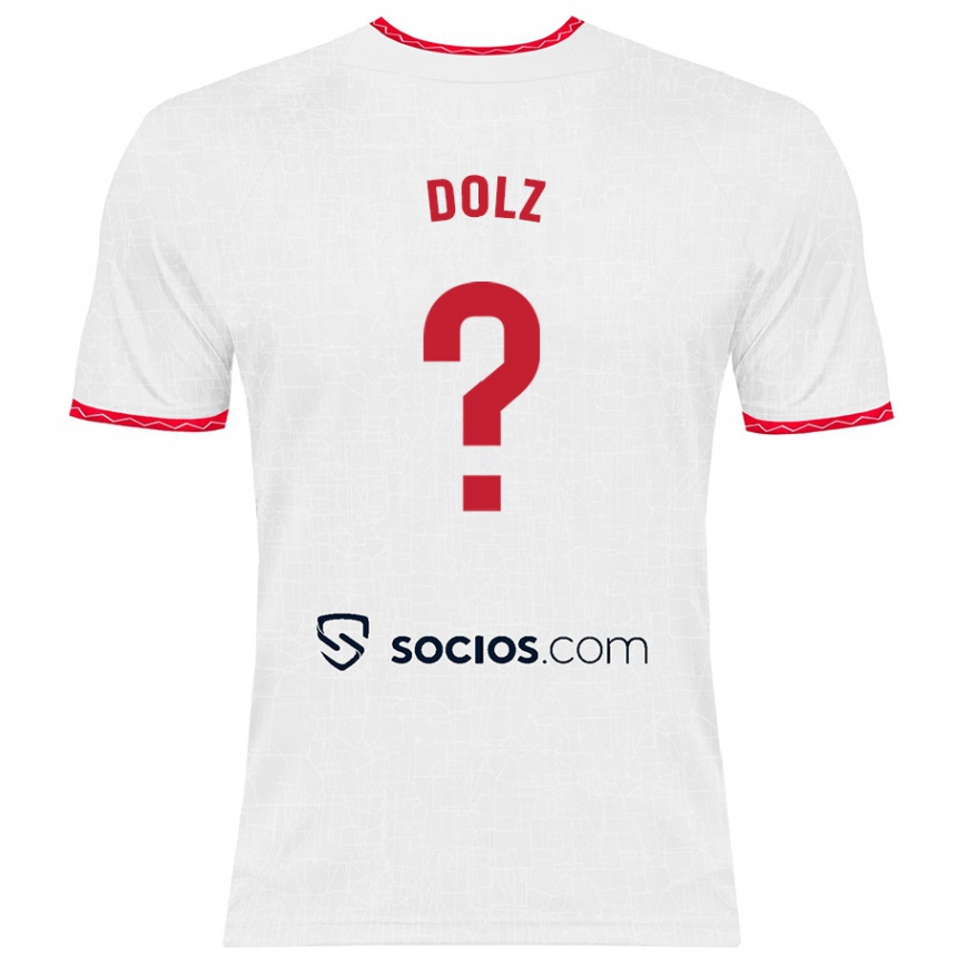 Hombre Fútbol Camiseta Marc Dolz #0 Blanco Rojo 1ª Equipación 2024/25 Perú