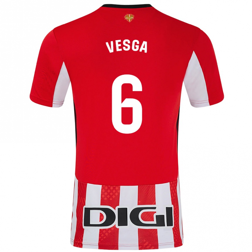 Hombre Fútbol Camiseta Mikel Vesga #6 Rojo Blanco 1ª Equipación 2024/25 Perú