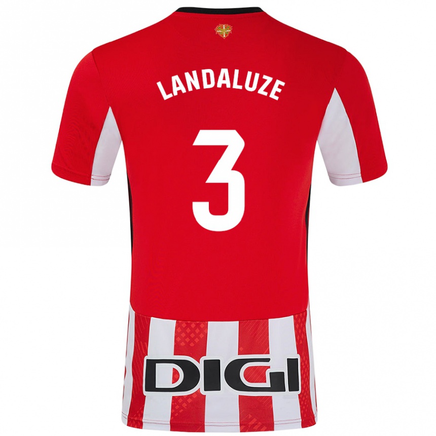 Hombre Fútbol Camiseta Naia Landaluze Marquínez #3 Rojo Blanco 1ª Equipación 2024/25 Perú