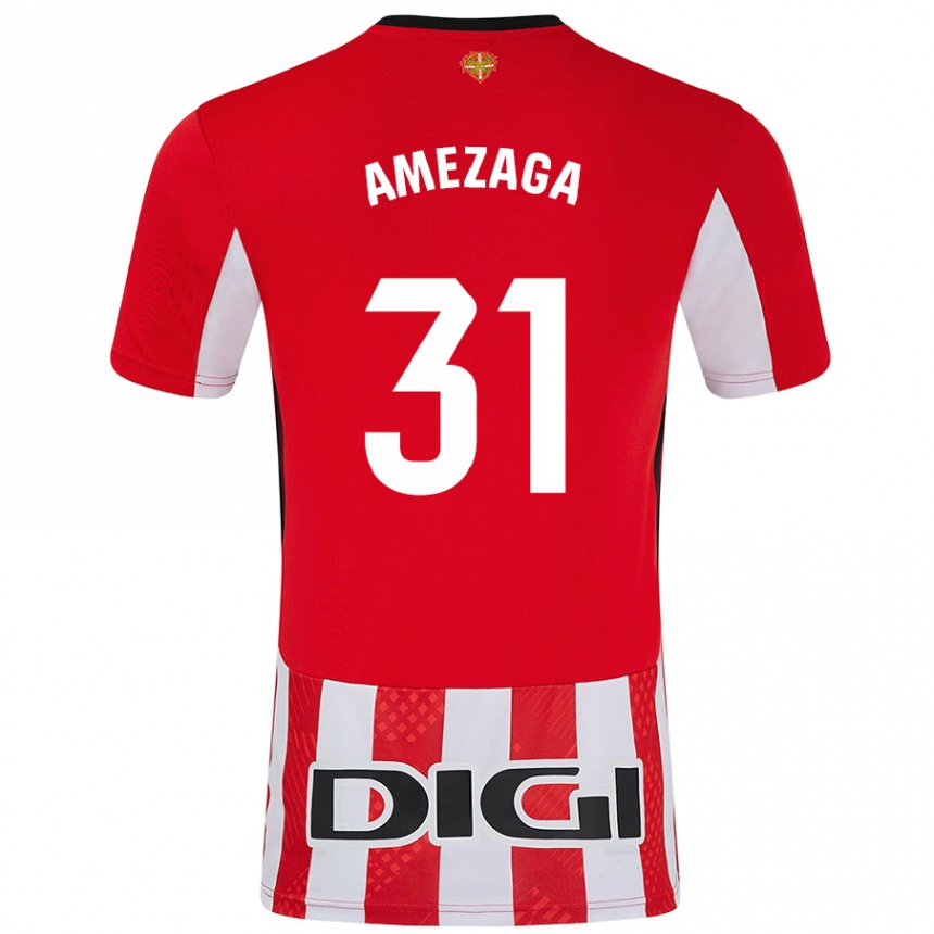 Hombre Fútbol Camiseta Jone Amezaga #31 Rojo Blanco 1ª Equipación 2024/25 Perú