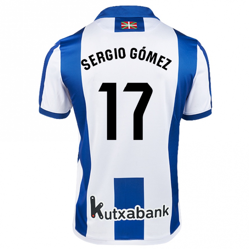 Hombre Fútbol Camiseta Sergio Gómez #17 Blanco Azul 1ª Equipación 2024/25 Perú