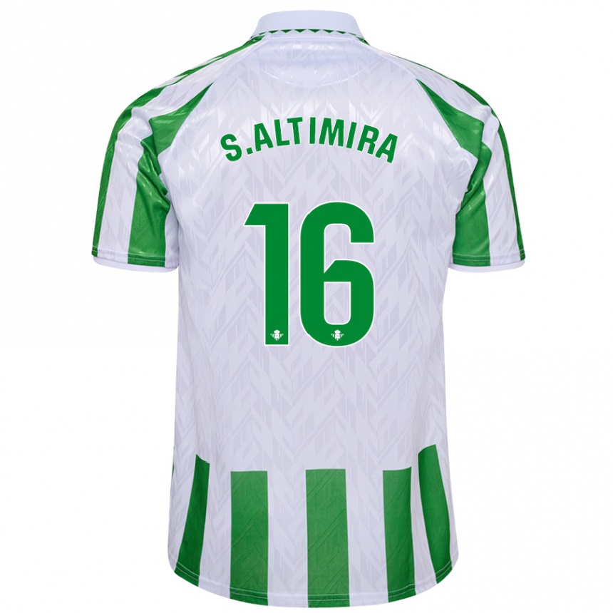 Hombre Fútbol Camiseta Sergi Altimira #16 Verde Rayas Blancas 1ª Equipación 2024/25 Perú