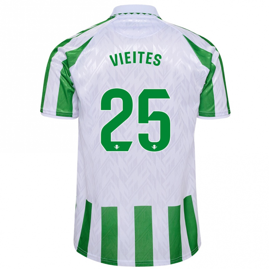 Hombre Fútbol Camiseta Fran Vieites #25 Verde Rayas Blancas 1ª Equipación 2024/25 Perú