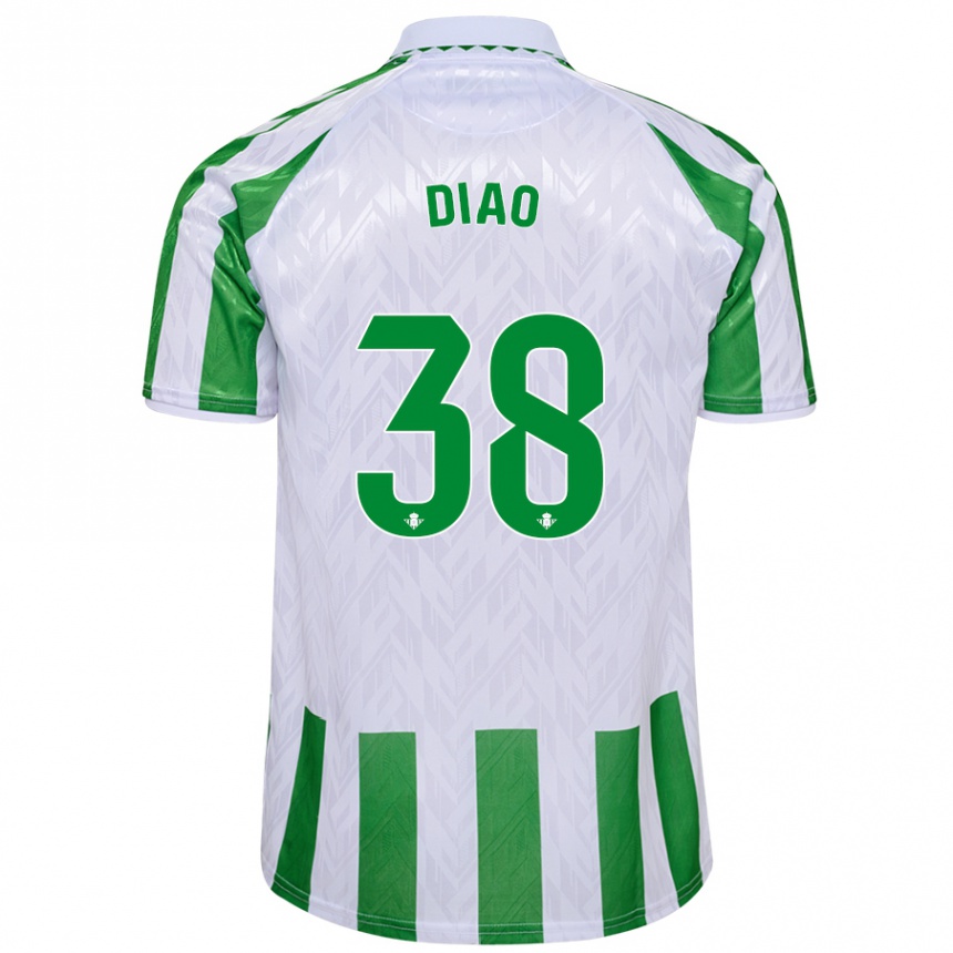 Hombre Fútbol Camiseta Assane Diao #38 Verde Rayas Blancas 1ª Equipación 2024/25 Perú