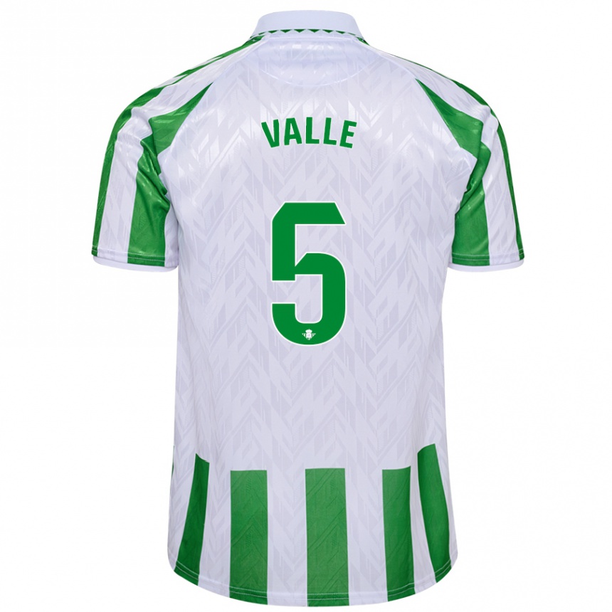 Hombre Fútbol Camiseta María Valle López #5 Verde Rayas Blancas 1ª Equipación 2024/25 Perú