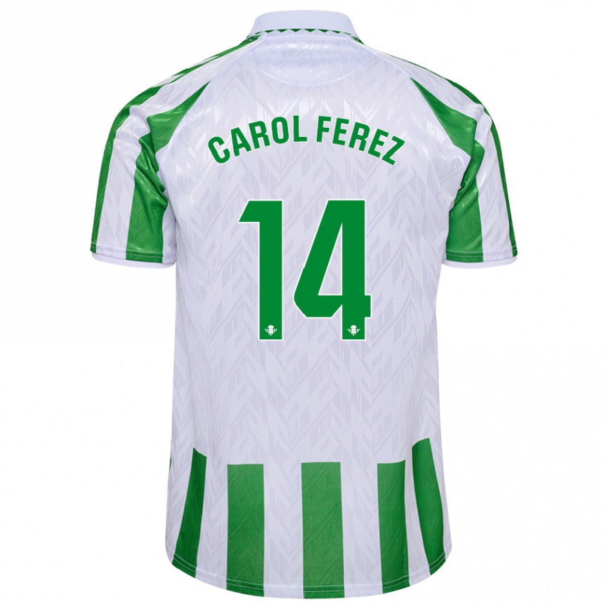 Hombre Fútbol Camiseta Carolina Férez Méndez #14 Verde Rayas Blancas 1ª Equipación 2024/25 Perú