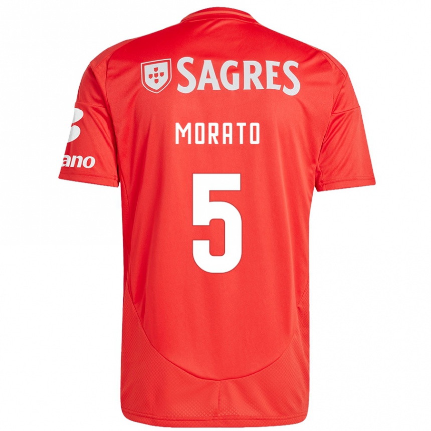 Hombre Fútbol Camiseta Morato #5 Rojo Blanco 1ª Equipación 2024/25 Perú