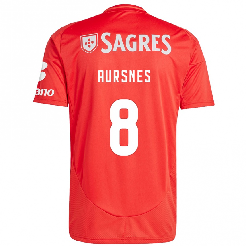 Hombre Fútbol Camiseta Fredrik Aursnes #8 Rojo Blanco 1ª Equipación 2024/25 Perú