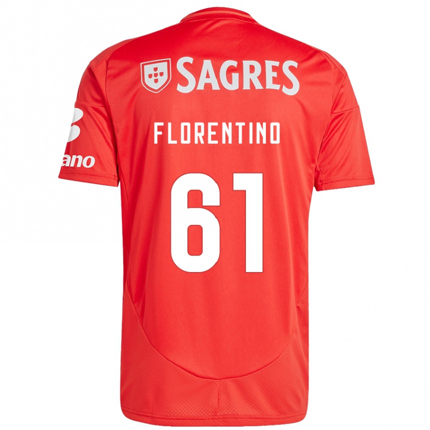 Hombre Fútbol Camiseta Florentino #61 Rojo Blanco 1ª Equipación 2024/25 Perú